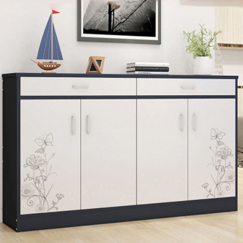 Contemporary Accent Cabinet with 2 Drawers and 4 Wooden Doors