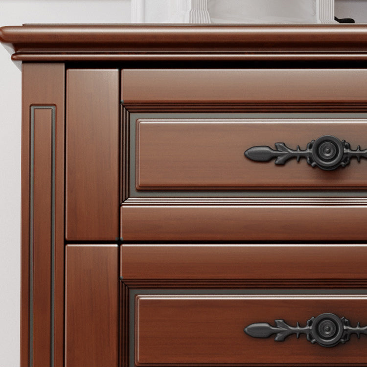 Contemporary Accent Chest with 5 Drawers and Wooden Legs in Solid Wood