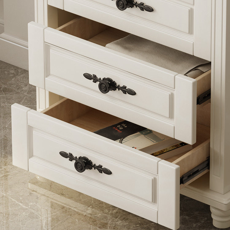 Contemporary Accent Chest with 5 Drawers and Wooden Legs in Solid Wood