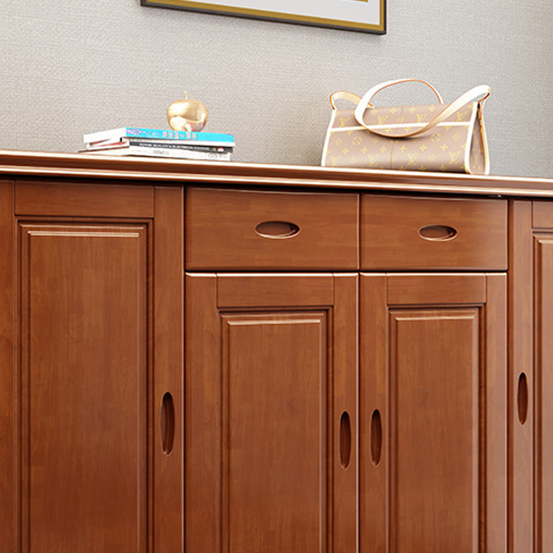 Mid-Century Modern Accent Cabinet with Drawers and Shelves in Rubberwood