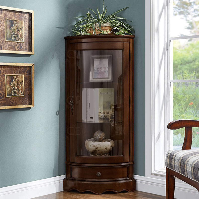 Mid-Century Modern Accent Cabinet Square Side Cabinet with Glass Paned