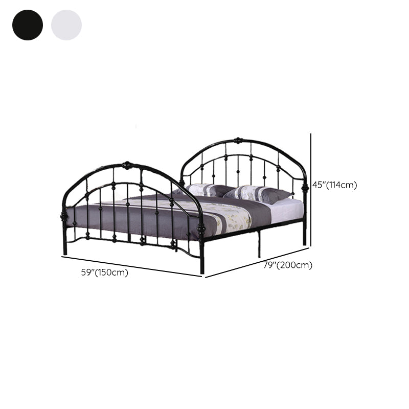 Standard Iron Frame Bed with Arched Headboard and Metal Legs