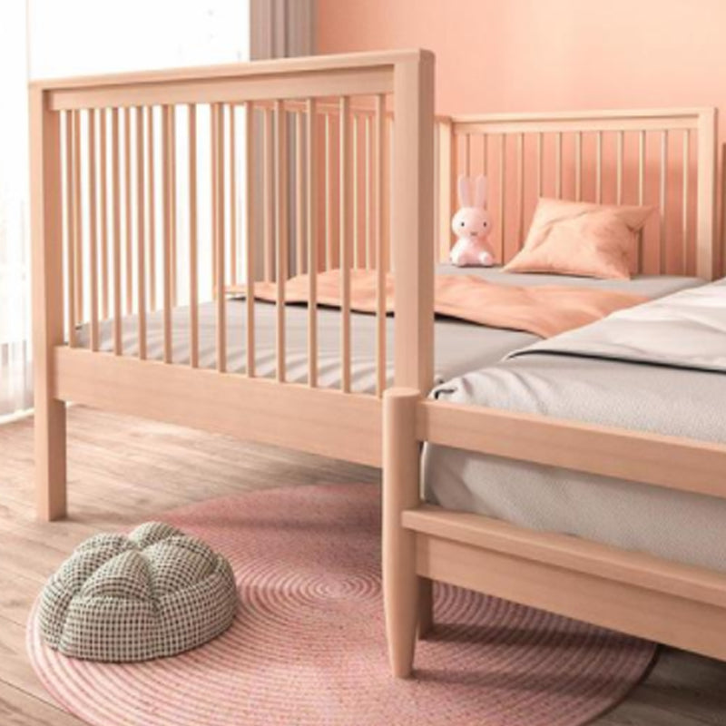 Modern & Contemporary Solid Wood with Guardrail No Theme Slat Beech Bed