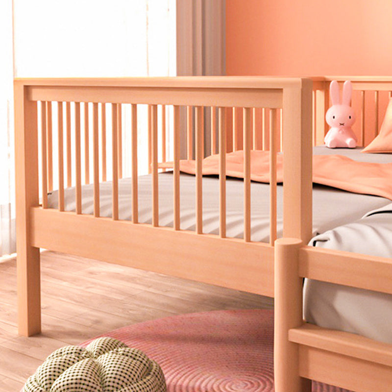 Modern & Contemporary Solid Wood with Guardrail No Theme Slat Beech Bed