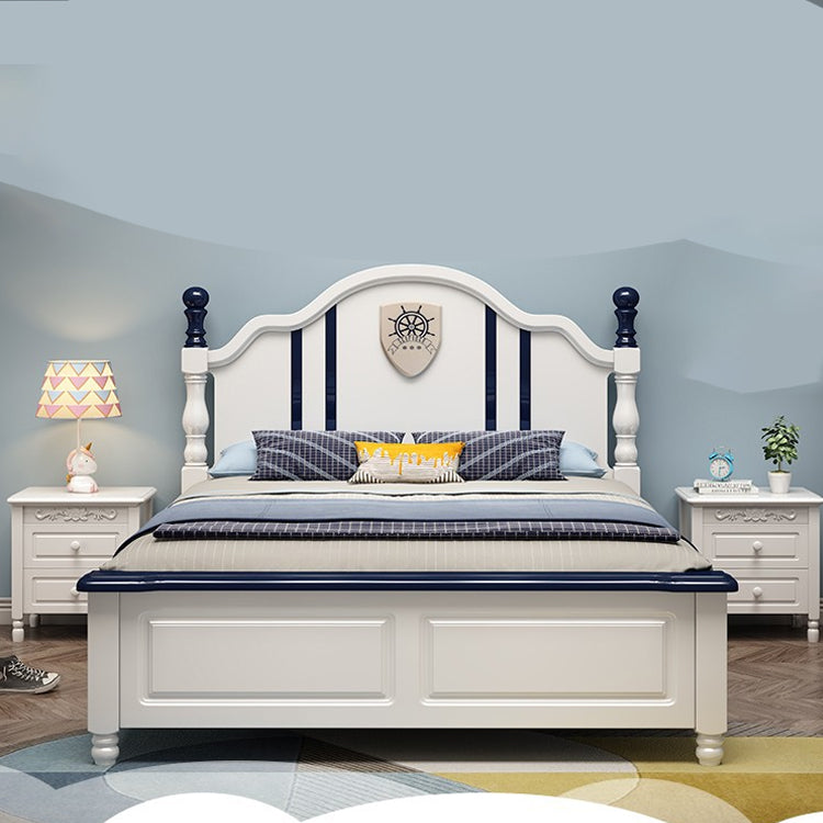 Coastal White Bed with Panel Headboard in Oak Wood Standard Bed