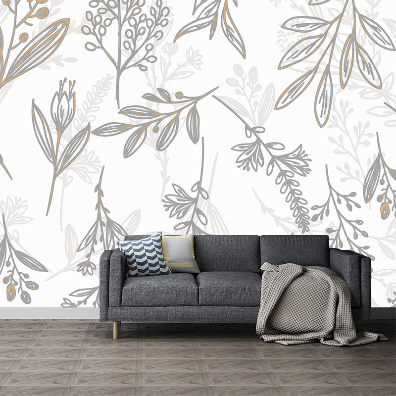 Modern Illustration Mural Wallpaper Leaves Decoration Indoor Wall Mural