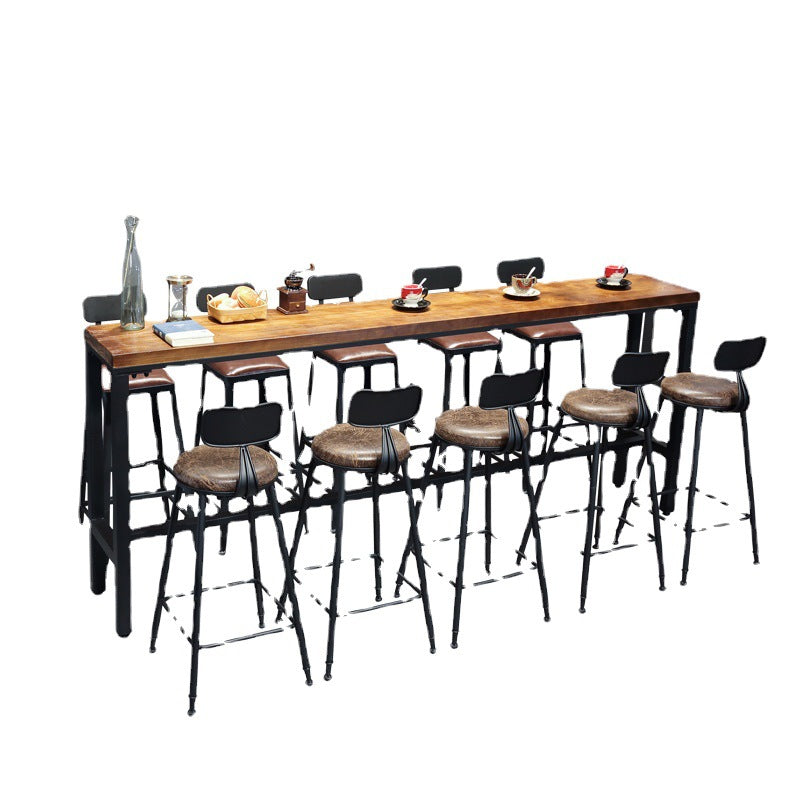 Industrial Bar Table Solid Wood Rectangle Pub Table for Indoor