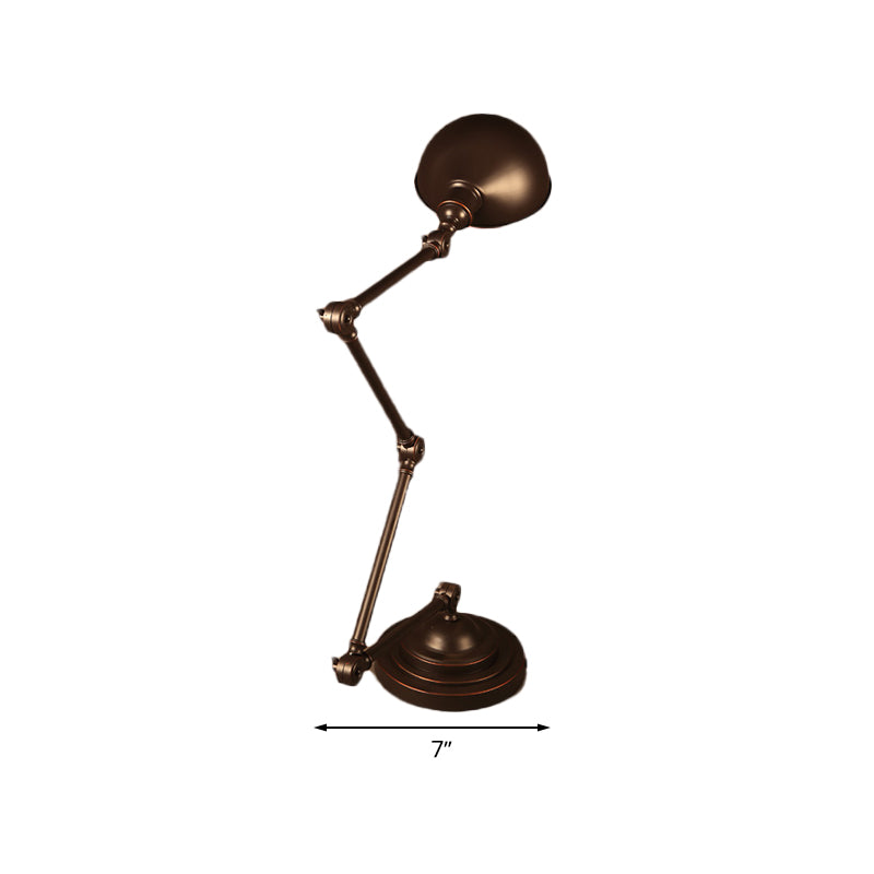 Dome Metal Reading Light Industrial Style 1 Light Study Room Light con brazo oscilante en bronce