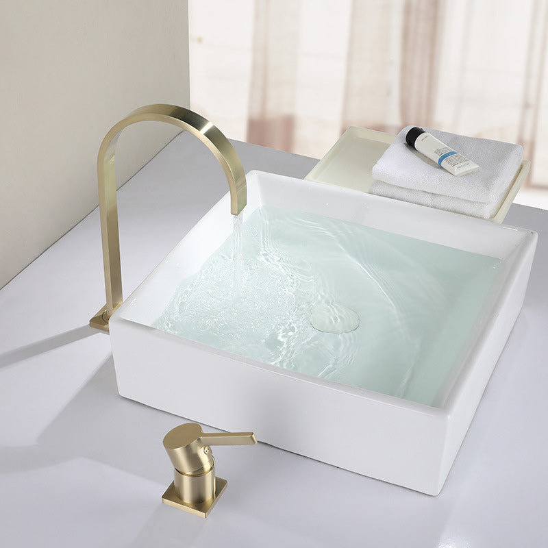 Light Luxury Vanity Sink Faucet Cubic Single Handle Faucet for Bathroom