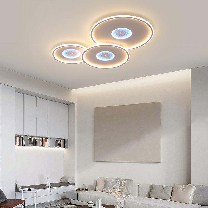 Modern Metal Flush Mount Circle Shape LED Ceiling Light with Acrylic Shade for Bedroom