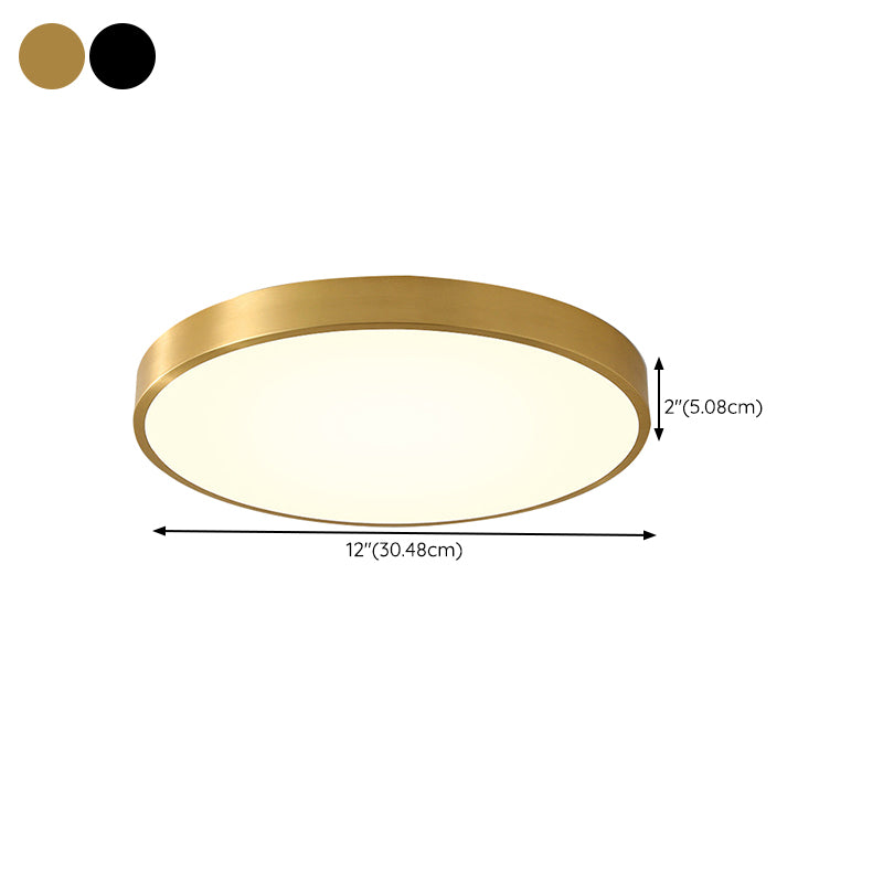 Round LED Ceiling Light Modern Simple Ceiling Mount Light with Copper for Living Room