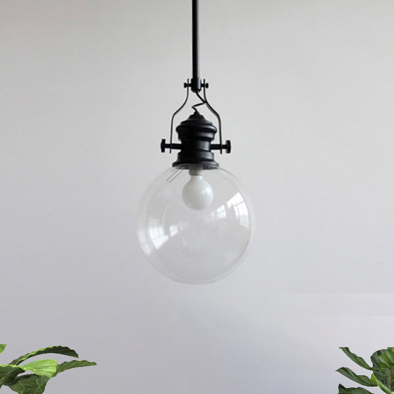 Globe Pendant Light Industrial Industrial 8 "/ 10" de largeur simple Light Glass Place de suspension en noir