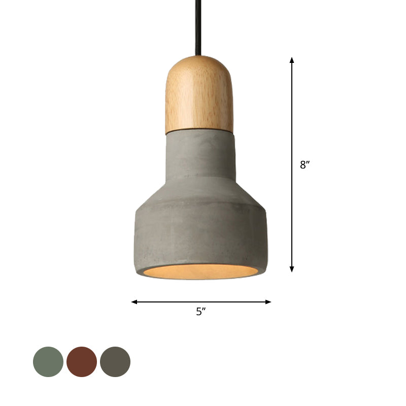 1 Bulb Barn a sospensione Luce industriale Stile industriale Apparecchio di soffitto grigio/verde/rosso con cavo sospeso