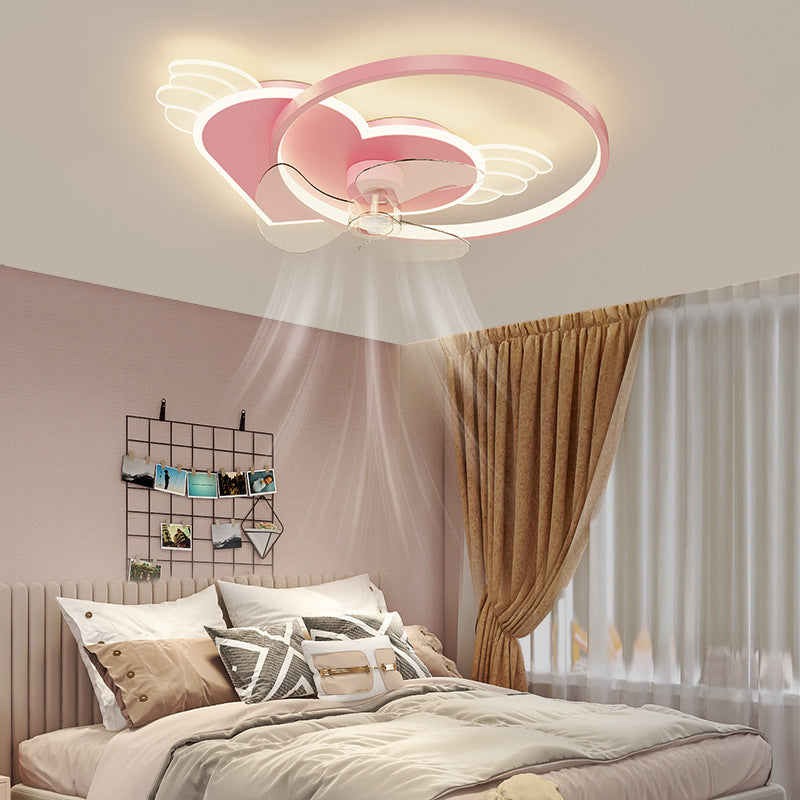 3-Blade Fan with Light Children Pink Ceiling Fan for Hallway Foyer