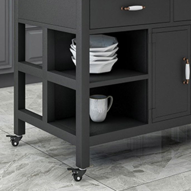 Modern Rolling Kitchen Cart Marble Rectangular Kitchen Island Cart with Drawer