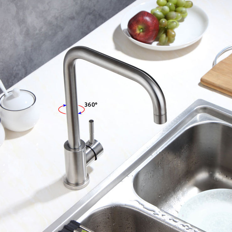 Modern Bar Faucet Stainless Steel with Handles and Supply Lines High Arch Kitchen Faucet