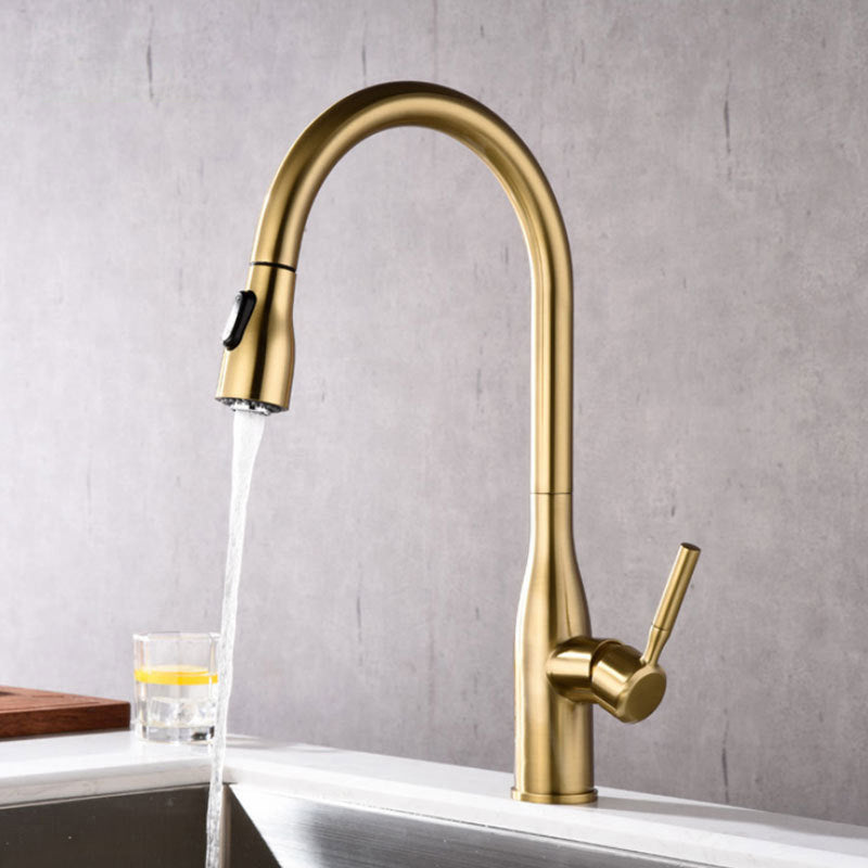 Modern Style Copper Kitchen Faucet Single Handle High Arc Kitchen Faucet