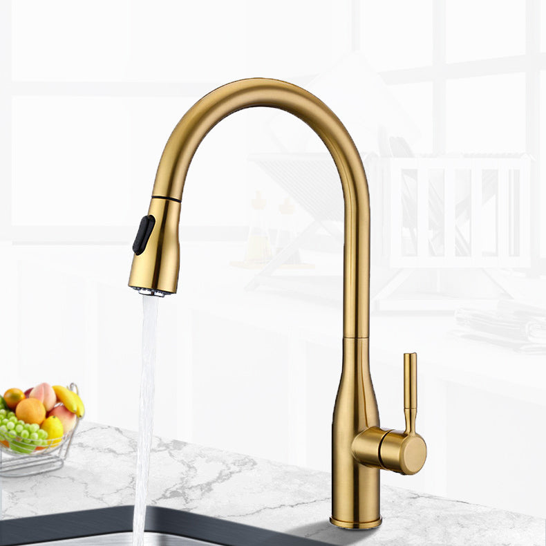 Modern Style Copper Kitchen Faucet Single Handle High Arc Kitchen Faucet