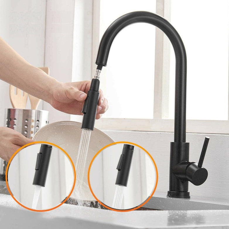 Modern Style Retractable Kitchen Faucet Stainless Steel 1-Handle Kitchen Faucet