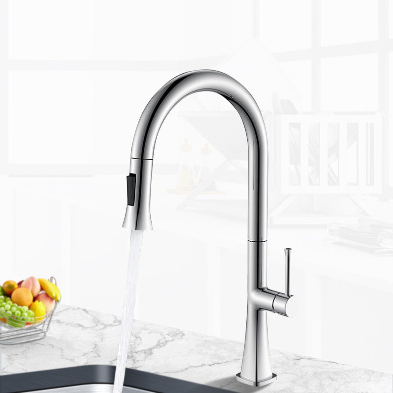 Contemporary One Handle Kitchen Faucet Pull Down 1-Hold  Bar Faucet with Pull Out Sprayer