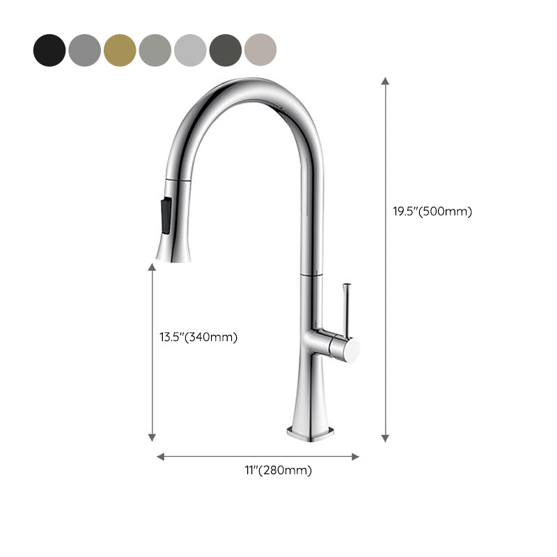 Contemporary One Handle Kitchen Faucet Pull Down 1-Hold  Bar Faucet with Pull Out Sprayer