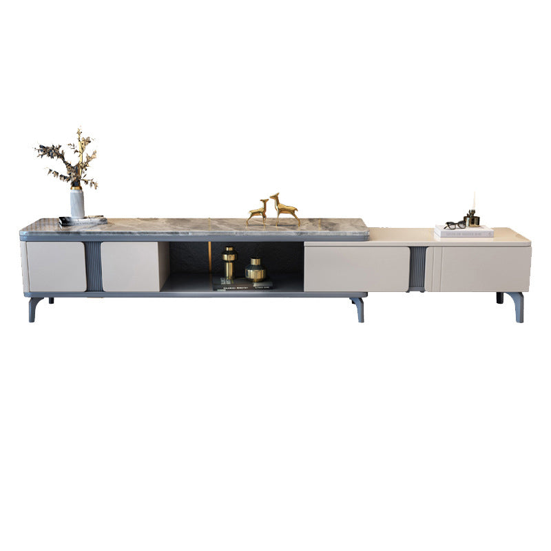 Modern Stone TV Media Stand Open Shelving TV Stand Console with Drawers