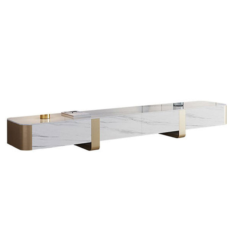 Glam Stone TV Stand Console Enclosed Storage TV Media Stand with Legs for Living Room