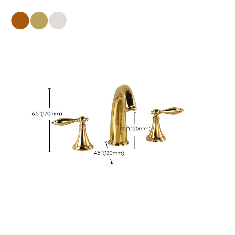 Luxury 3 Hole Sink Bathroom Faucet Lever Handle Basin Faucet Circular Brass Faucet