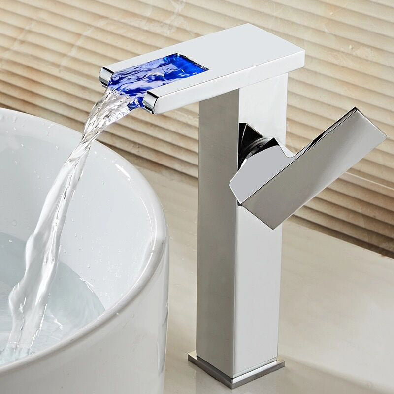 1-Handle Lavatory Faucet 1-Hole Vessel Sink Faucet with LED Lighting