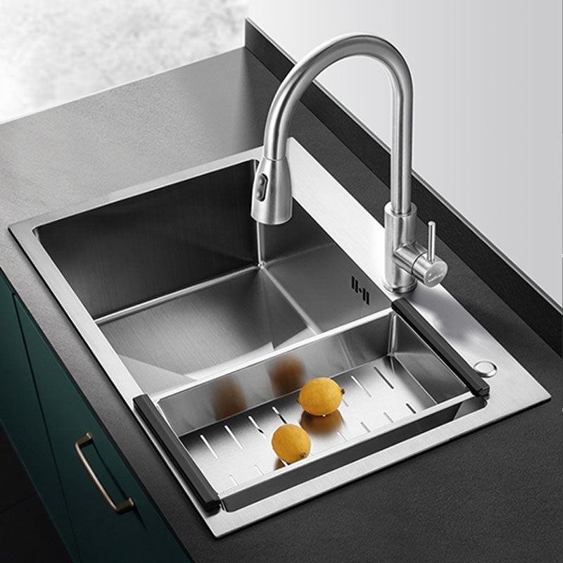 Contemporary Style Kitchen Sink Stainless Steel Kitchen Sink with Drain Strainer Kit