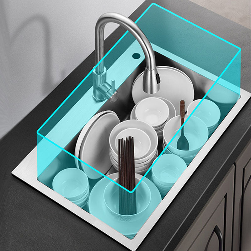 Contemporary Style Kitchen Sink Stainless Steel Kitchen Sink with Drain Strainer Kit