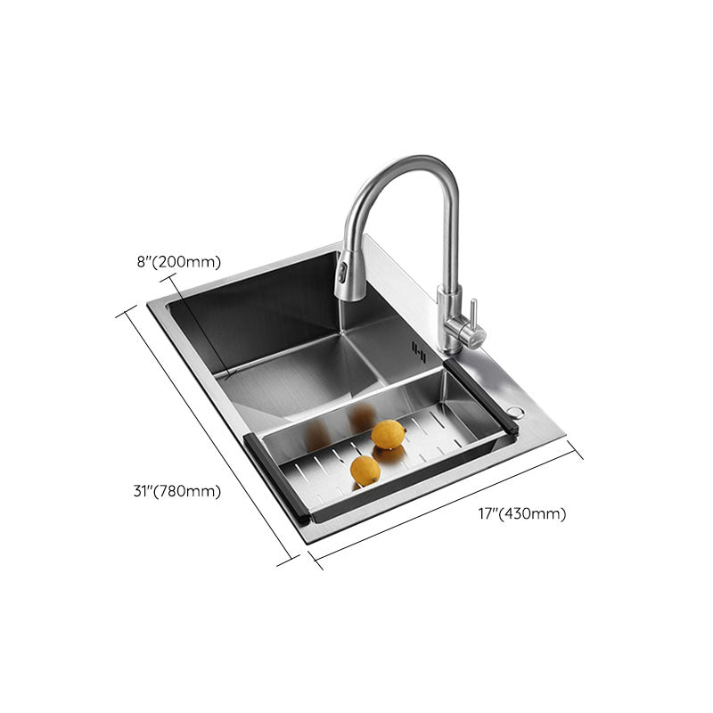 Contemporary Style Kitchen Sink Stainless Steel Kitchen Sink with Drain Strainer Kit