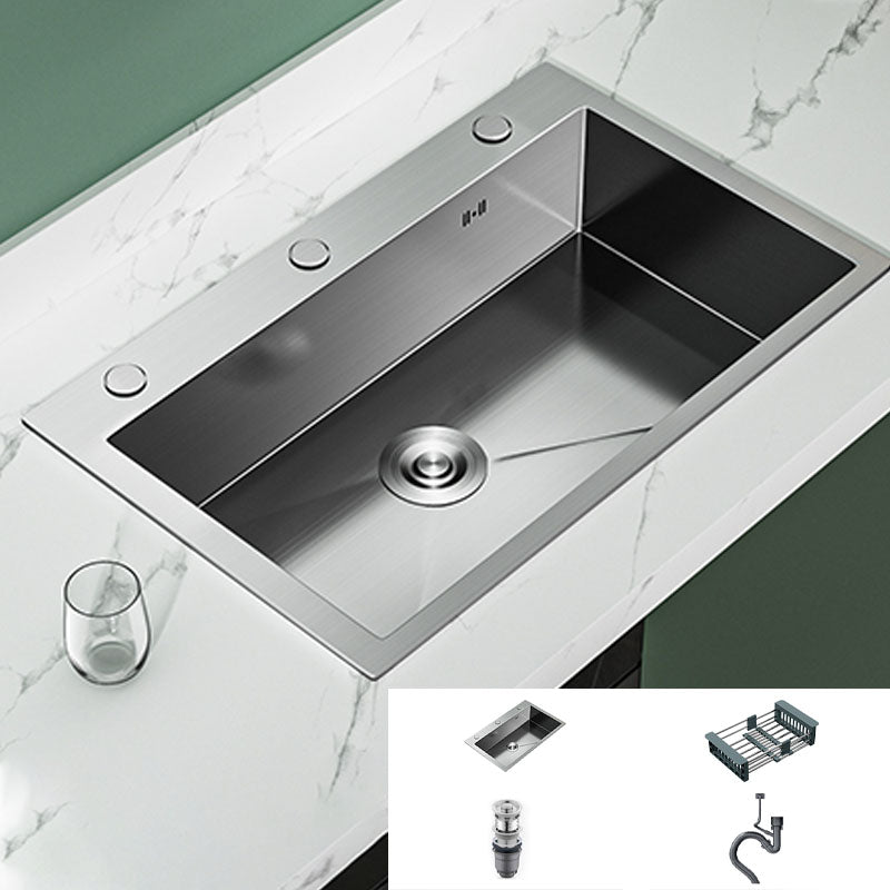 Classic Style Kitchen Sink Stainless Steel 3 Holes Kitchen Sink with Drain Strainer Kit