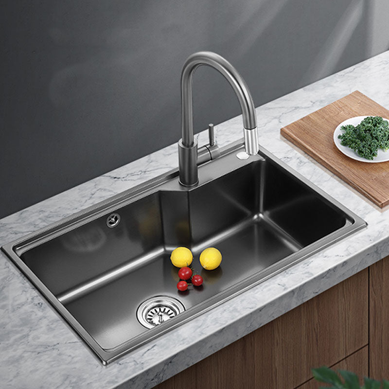 Contemporary Style Kitchen Sink Stainless Steel 2 Holes Drop-In Kitchen Sink