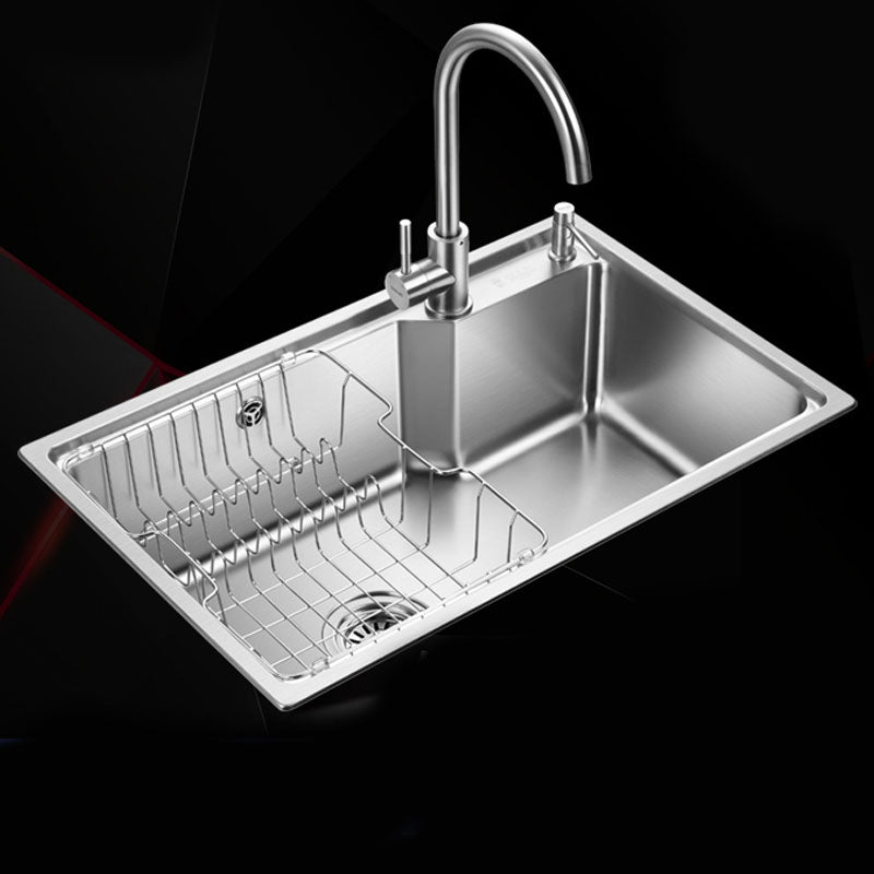 Contemporary Style Kitchen Sink Stainless Steel 2 Holes Drop-In Kitchen Sink