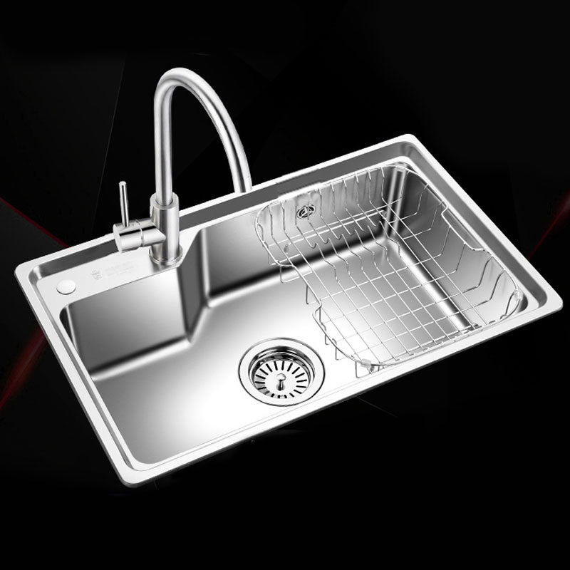 Contemporary Style Kitchen Sink Stainless Steel 2 Holes Drop-In Kitchen Sink