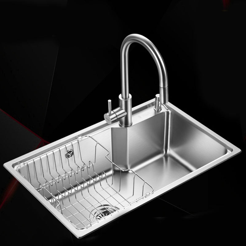 Contemporary Style Kitchen Sink Stainless Steel 2 Holes Drop-In Kitchen Sink