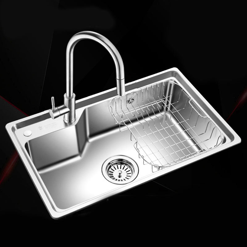 Contemporary Style Kitchen Sink Stainless Steel 2 Holes Drop-In Kitchen Sink