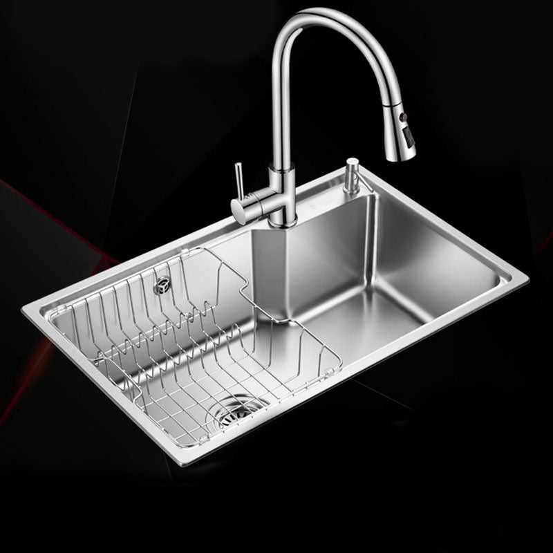 Contemporary Style Kitchen Sink Stainless Steel 2 Holes Drop-In Kitchen Sink