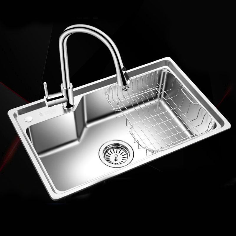 Contemporary Style Kitchen Sink Stainless Steel 2 Holes Drop-In Kitchen Sink