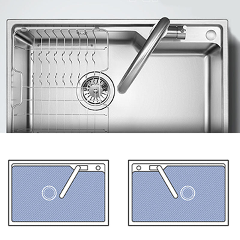 Contemporary Style Kitchen Sink Stainless Steel 2 Holes Drop-In Kitchen Sink