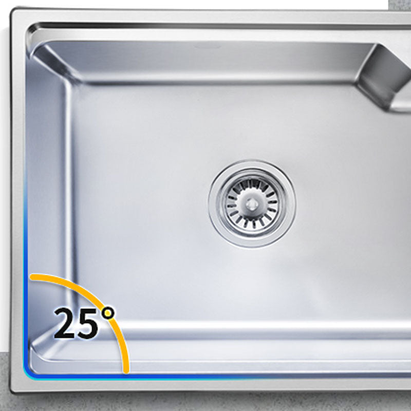 Contemporary Style Kitchen Sink Stainless Steel 2 Holes Drop-In Kitchen Sink