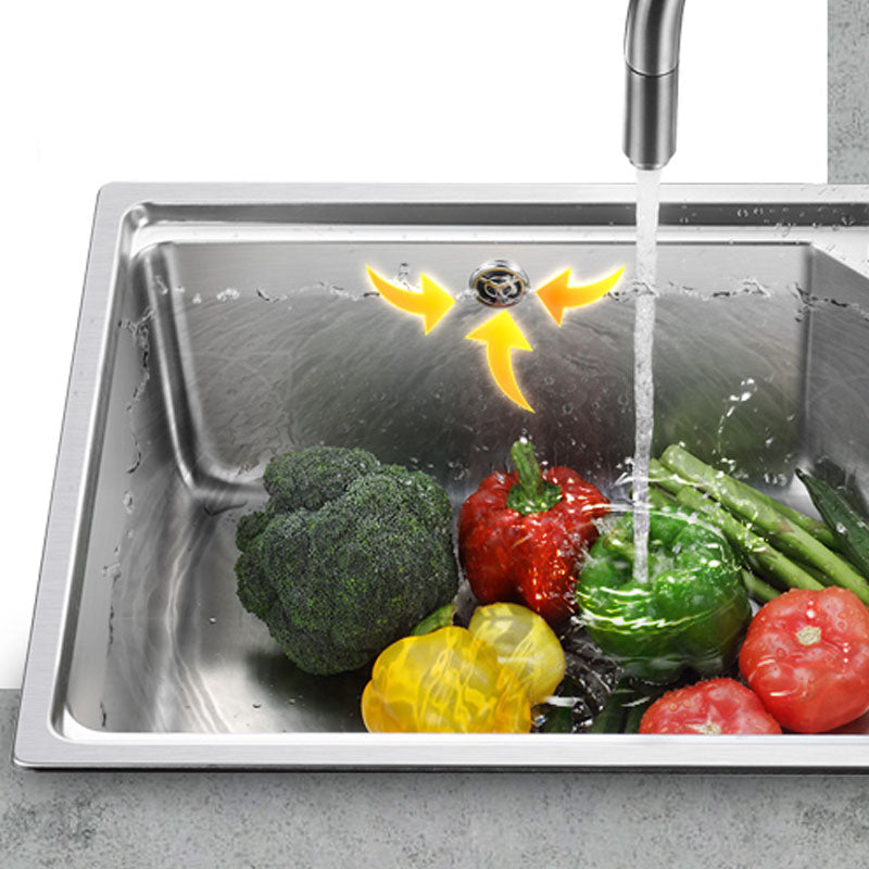 Contemporary Style Kitchen Sink Stainless Steel 2 Holes Drop-In Kitchen Sink