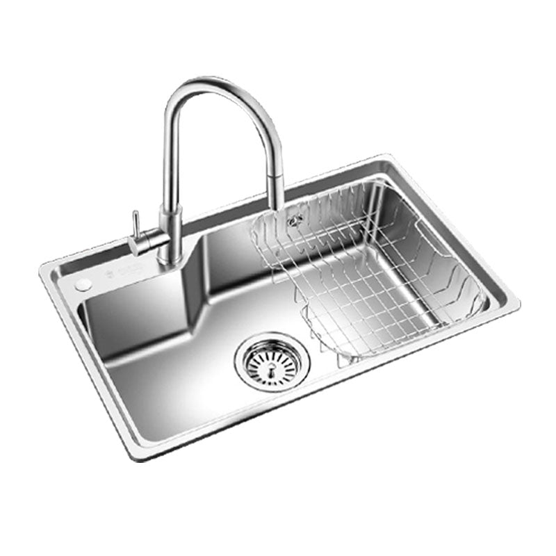 Contemporary Style Kitchen Sink Stainless Steel 2 Holes Drop-In Kitchen Sink