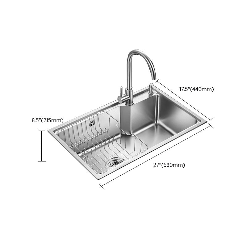 Contemporary Style Kitchen Sink Stainless Steel 2 Holes Drop-In Kitchen Sink