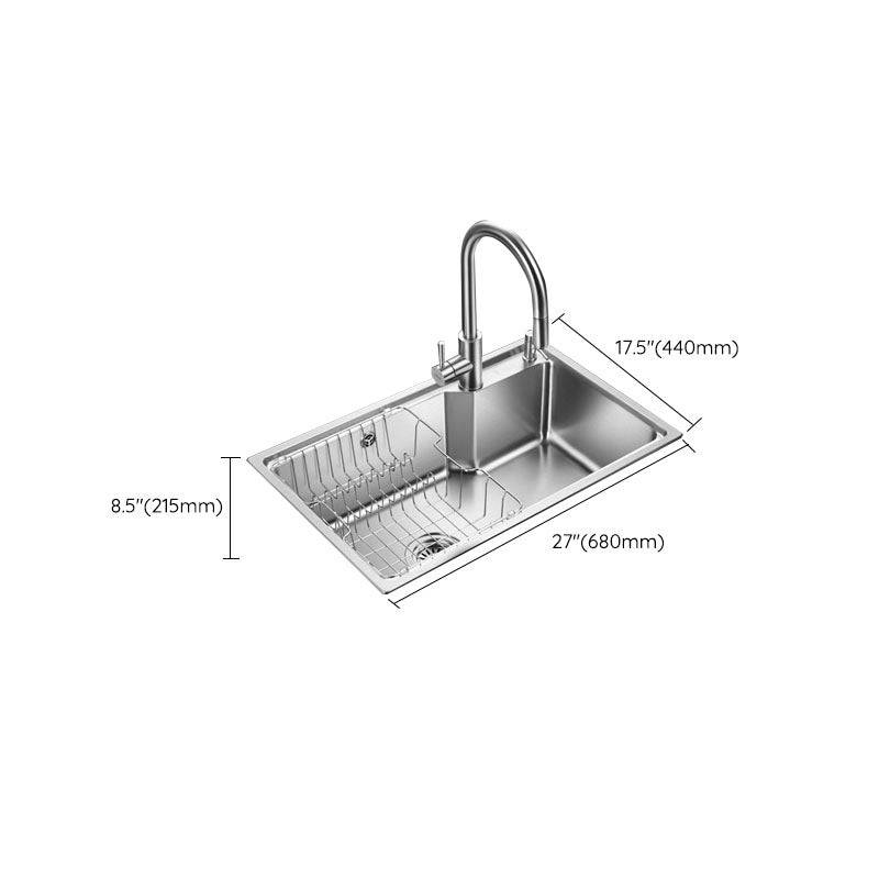 Contemporary Style Kitchen Sink Stainless Steel 2 Holes Drop-In Kitchen Sink