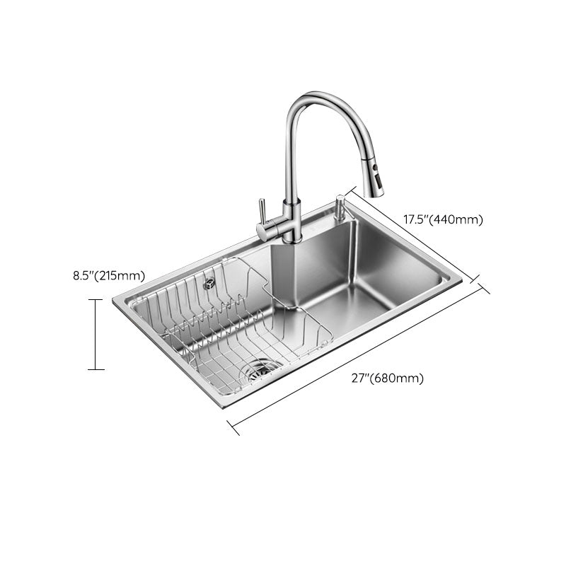 Contemporary Style Kitchen Sink Stainless Steel 2 Holes Drop-In Kitchen Sink