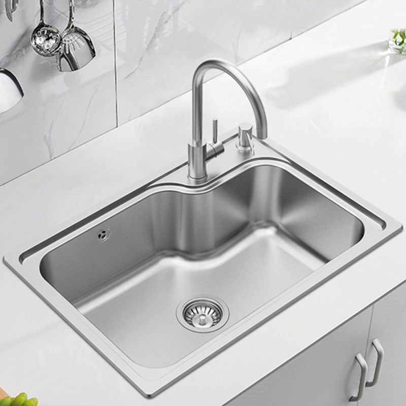 Modern Kitchen Sink Stainless Steel with Basket Strainer and Drain Assembly Sink Only