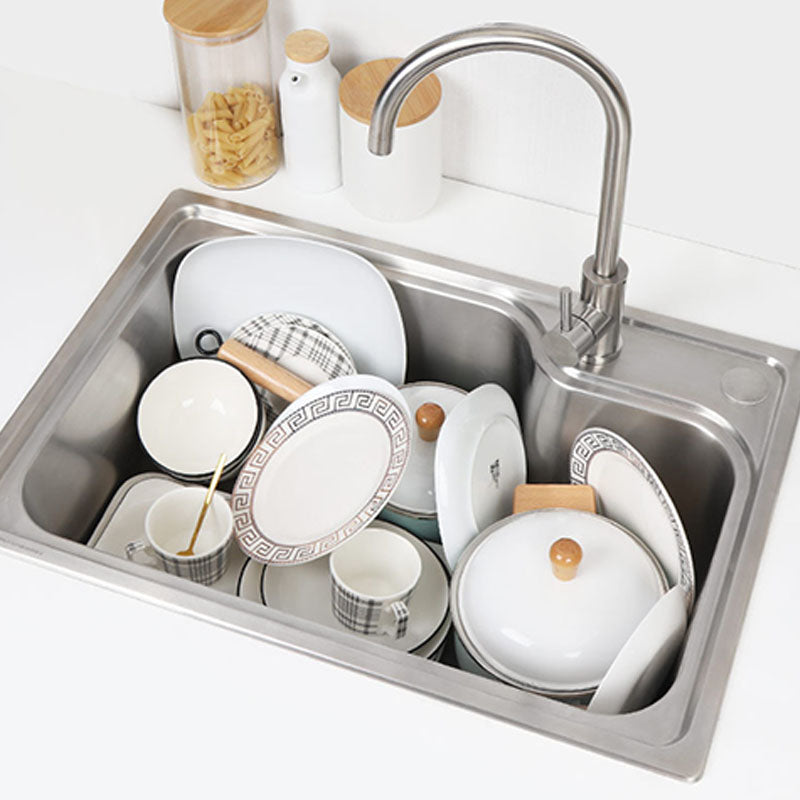 Modern Kitchen Sink Stainless Steel with Basket Strainer and Drain Assembly Sink Only