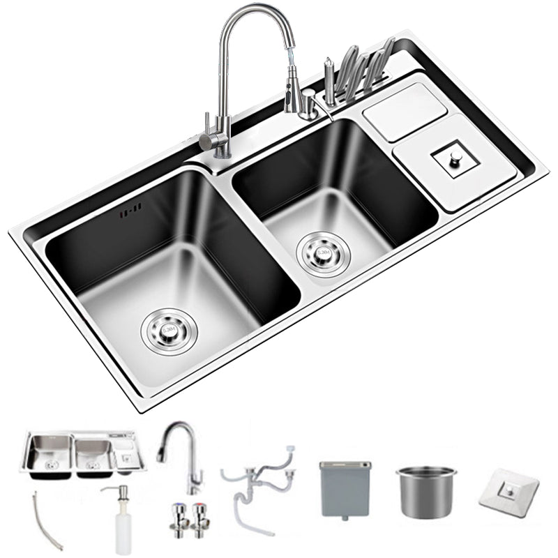 Large Triple Bowl Kitchen Sink Stainless Steel Chrome Sink with Accessories